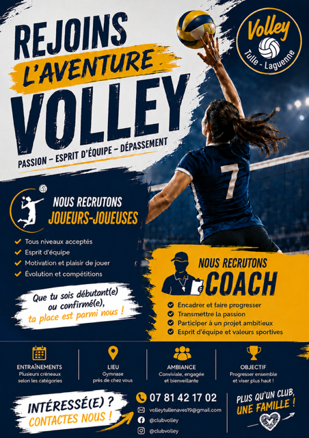 Recrutement pour la saison 2026-2027 - et  AG le vendredi 12 juin à 18h30 au CCS de TULLE